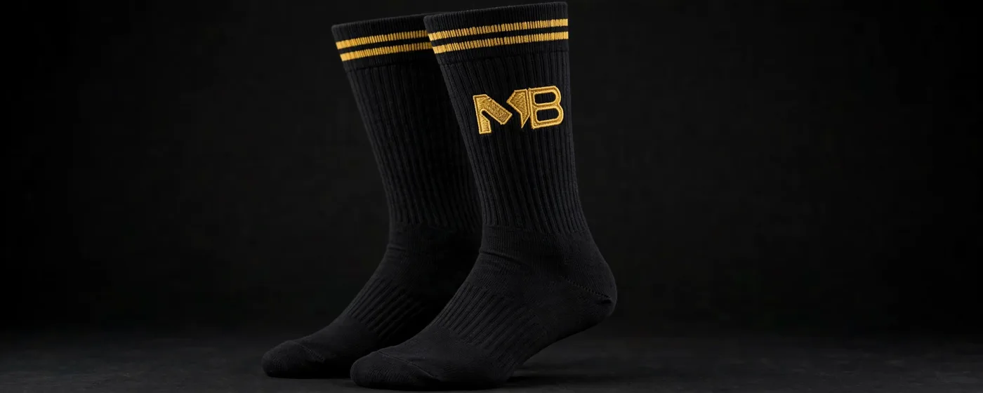 Home socks, black with gold stripes